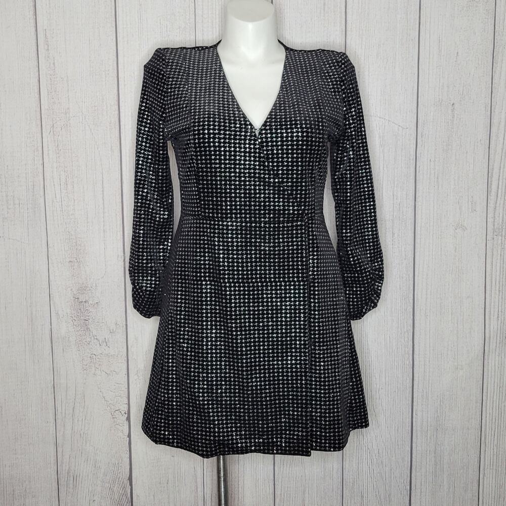 ASTR The Label Black Velvet & Silver Career Corporate Blazer Dress, size XL